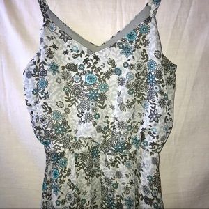 Sleeveless Dress Grey and Teal Floral Print.